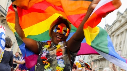 A parade goer during Pride in London in July 2019