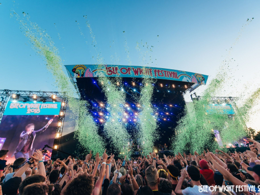 The crowd in front of the main stage at the Isle of Wight festival
