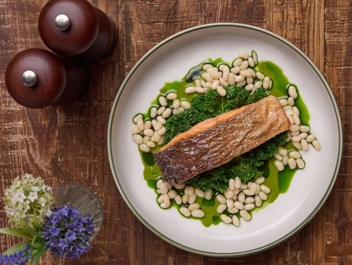 A fish dish at The Bat and Ball restaurant in Cuddesdon, Oxfordshire.