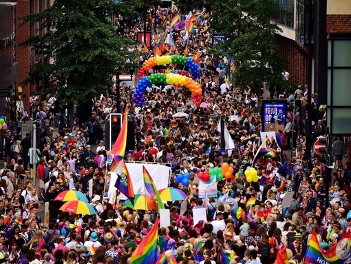 Bristol Pride marches through the city centre