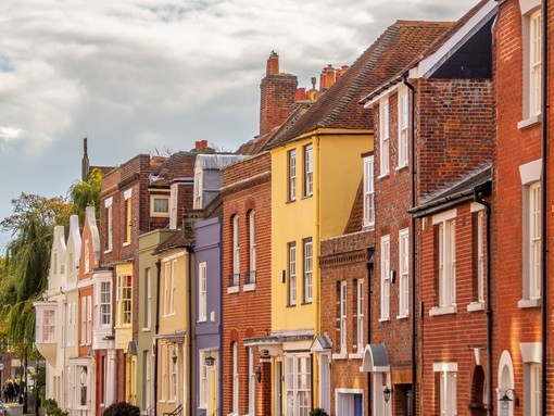 Street in Old Portsmouth, England, UK.