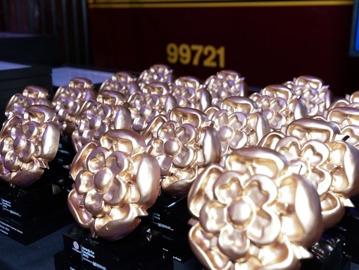 Trophies for the VisitEngland Awards for Excellence 2023. Warner Bros. Studio Tour - The Making of Harry Potter, Hertfordshire.