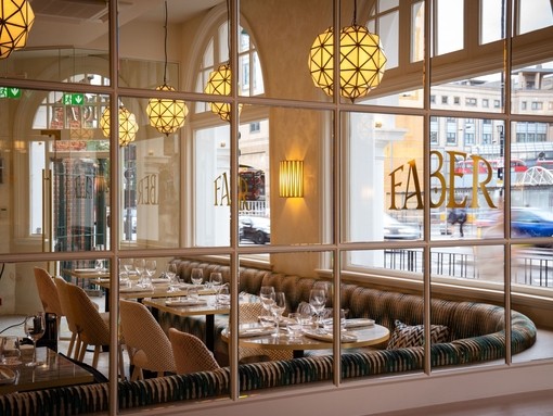 An interior view of Faber, a restaurant in Hammersmith, London