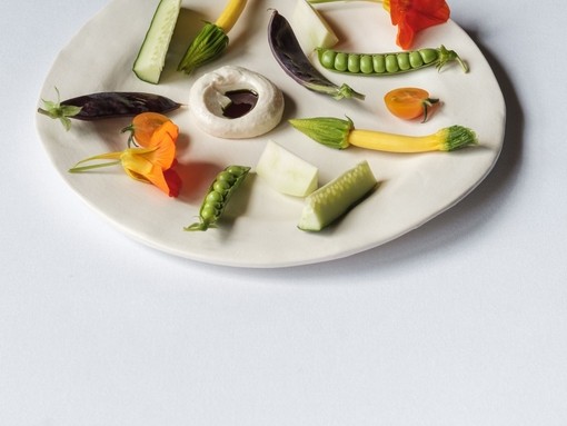 Plate of crudites made from farm vegetables at Osip restaurant, Somerset.