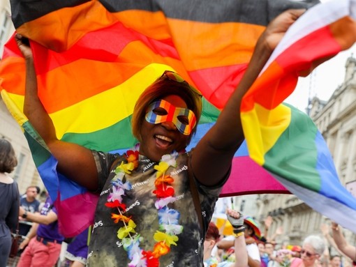 A parade goer during Pride in London in July 2019