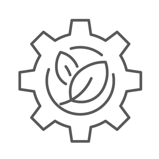 gear with leaves representing the concept of working on sustainability