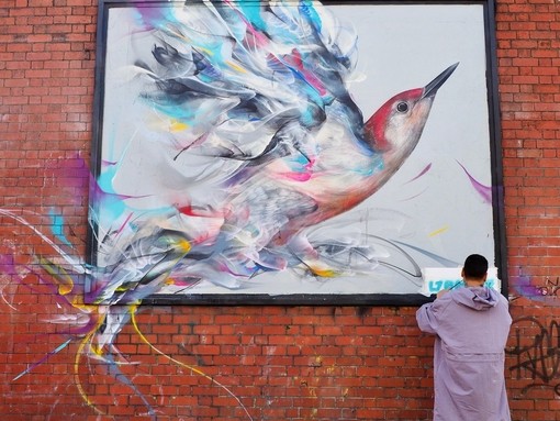 Graffiti depicting a bird in Bristol by L7matrix