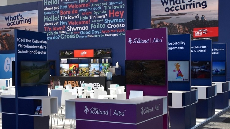 Corner view of the VisitBritain stand at ITB Berlin 2024