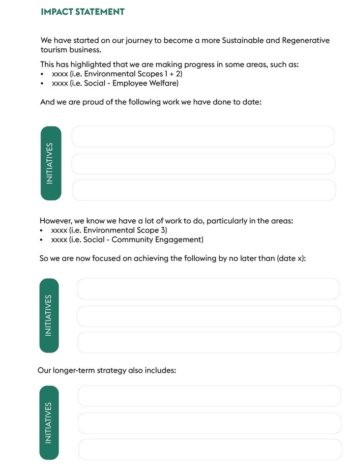 illustration of regenerative tourism impact statement template